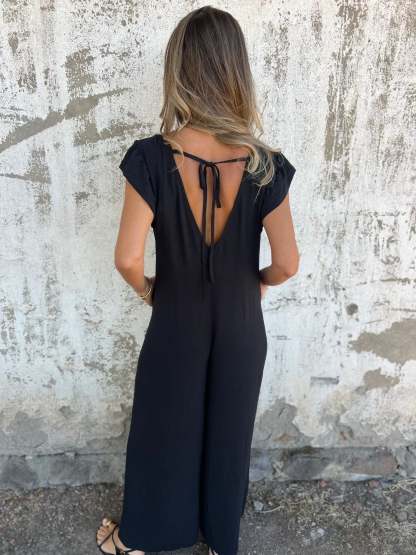 Leopard Print V-Neck Jumpsuit With Front Pockets (Buy 2 Free Shipping)