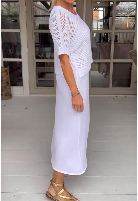 Casual Suspender Dress and Hollow Blouse Two-piece Suit (Buy 2 Free Shipping)