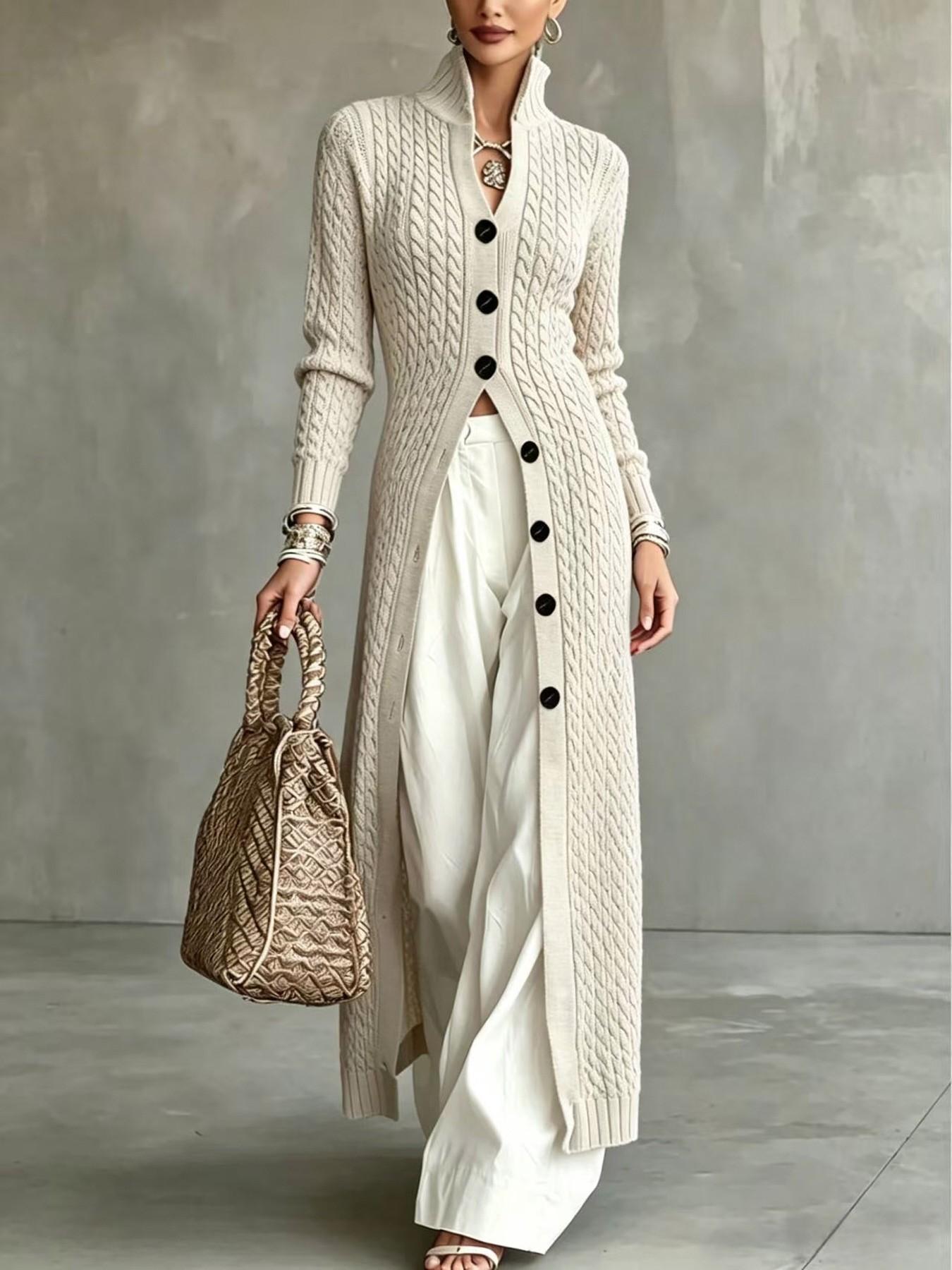 Elegant Cable-Knit Longline Cardigan (Buy 2 Free Shipping)