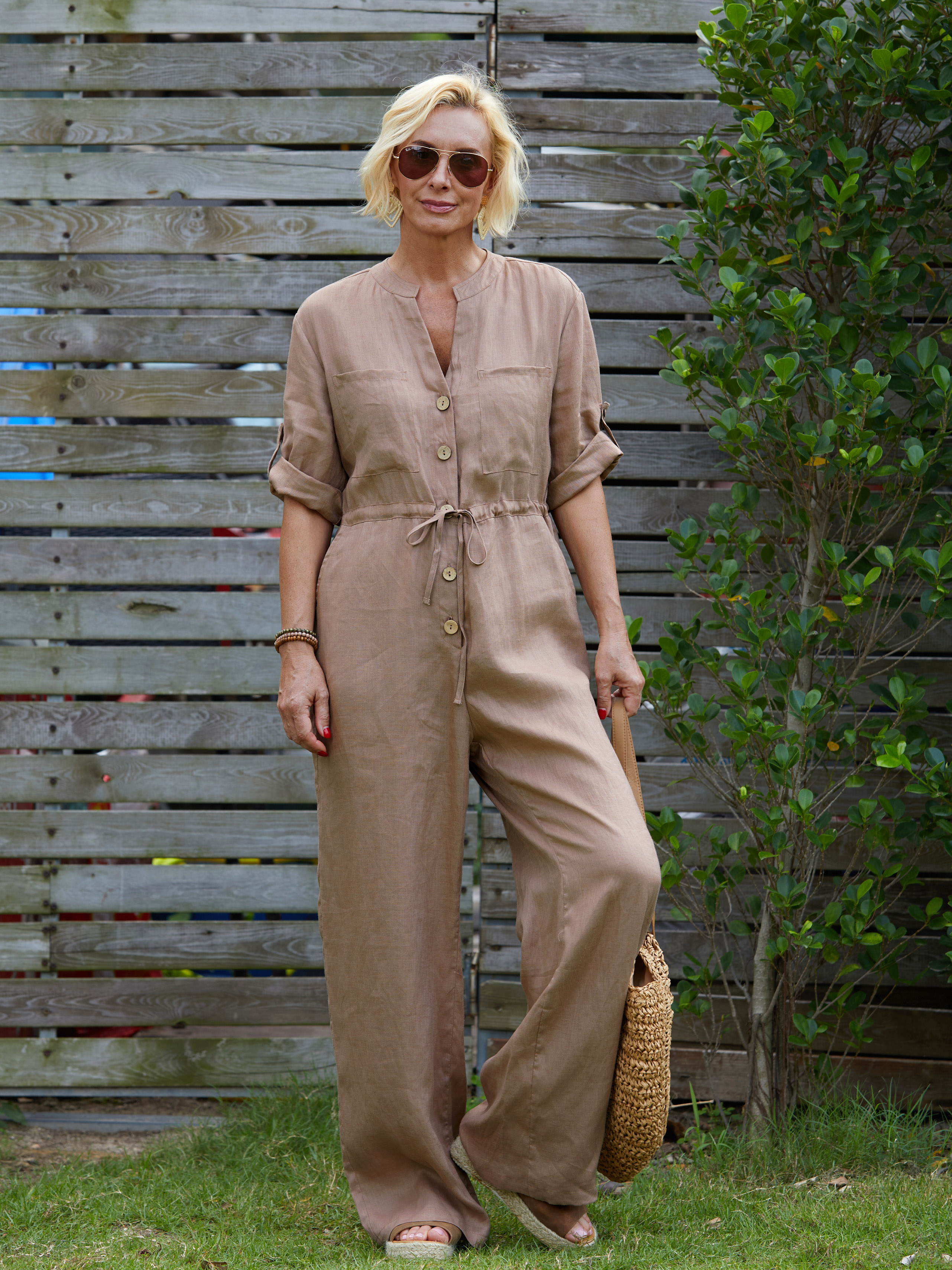 Women's 100% Linen Casual Jumpsuit