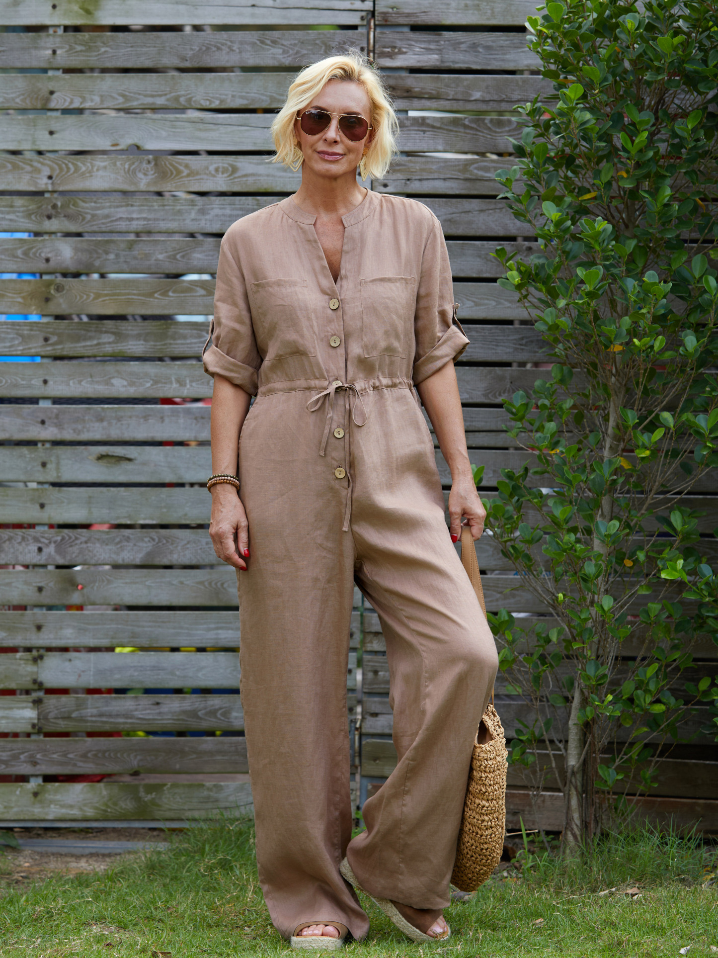 Women's 100% Linen Casual Jumpsuit