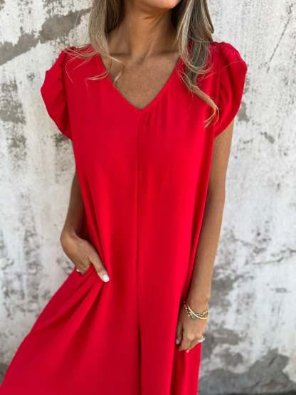 Leopard Print V-Neck Jumpsuit With Front Pockets (Buy 2 Free Shipping)