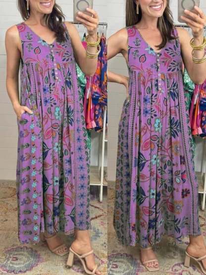 Last Day 49% OFF🔥Vintage Floral Printed Loose Jumpsuit Romper