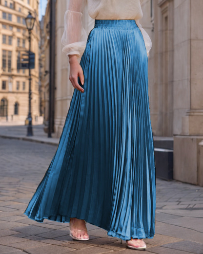 Elegant Satin Pleated Maxi Skirt (Buy 2 Free Shipping)