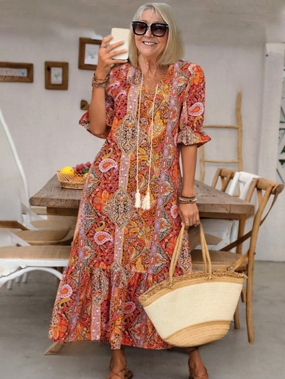 Bohemian Printed Maxi Dress – Effortless Elegance for Every Day (Buy 2 Free Shipping)
