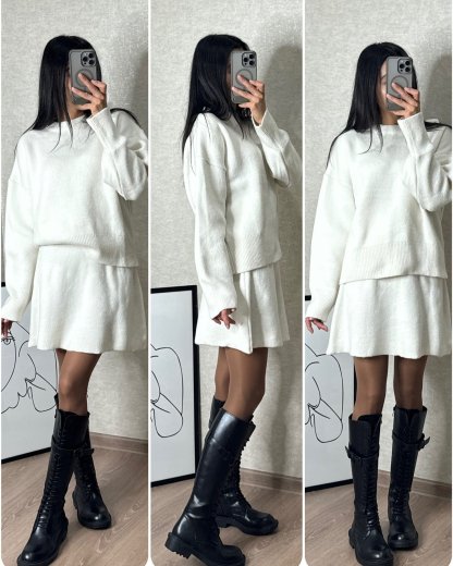 Knitted Skirt Suit (Top + skirt) 🔥 Buy 2 Free Shipping