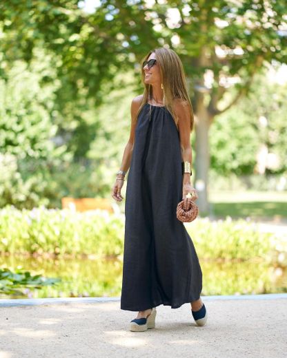 2024 Hot Sale🔥Linen Blend Halter Maxi Dress