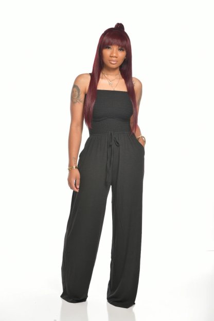 Last Day Promotion 49% OFF💖Off Shoulder Solid Colour Smocked Jumpsuit