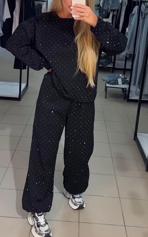 Casual Round Neck Diamond Hooded Two Piece Suit (Buy 2 Free Shipping)