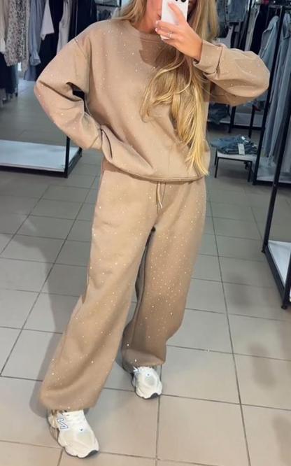 Casual Round Neck Diamond Hooded Two Piece Suit (Buy 2 Free Shipping)
