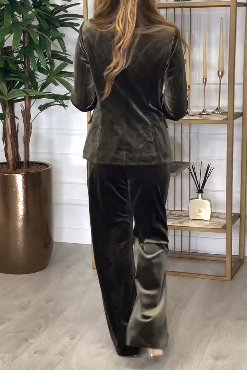 Double Breasted Velvet Two Piece Suit (Buy 2 Free Shipping)