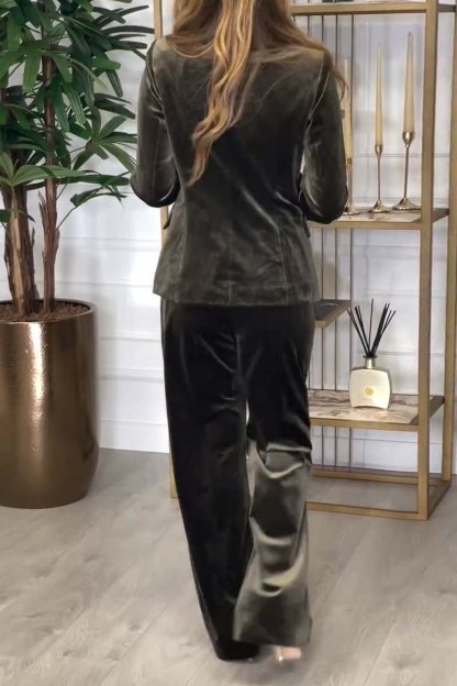 Double Breasted Velvet Two Piece Suit (Buy 2 Free Shipping)