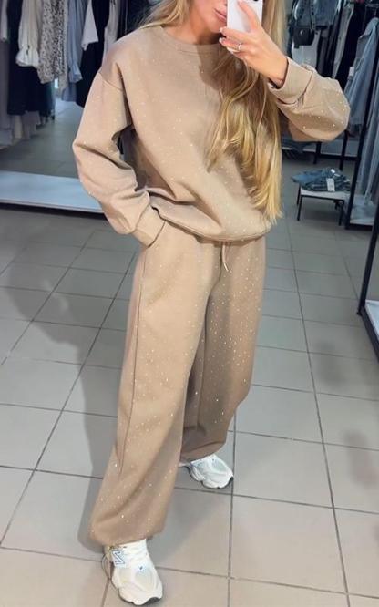 Casual Round Neck Diamond Hooded Two Piece Suit (Buy 2 Free Shipping)