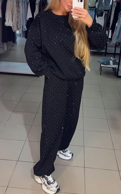 Casual Round Neck Diamond Hooded Two Piece Suit (Buy 2 Free Shipping)