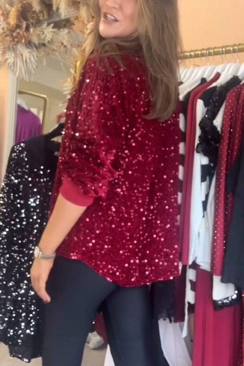 Lapel Single Row Sparkly Party Shirt (Buy 2 Free Shipping)
