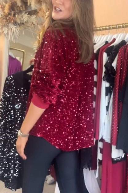 Lapel Single Row Sparkly Party Shirt (Buy 2 Free Shipping)
