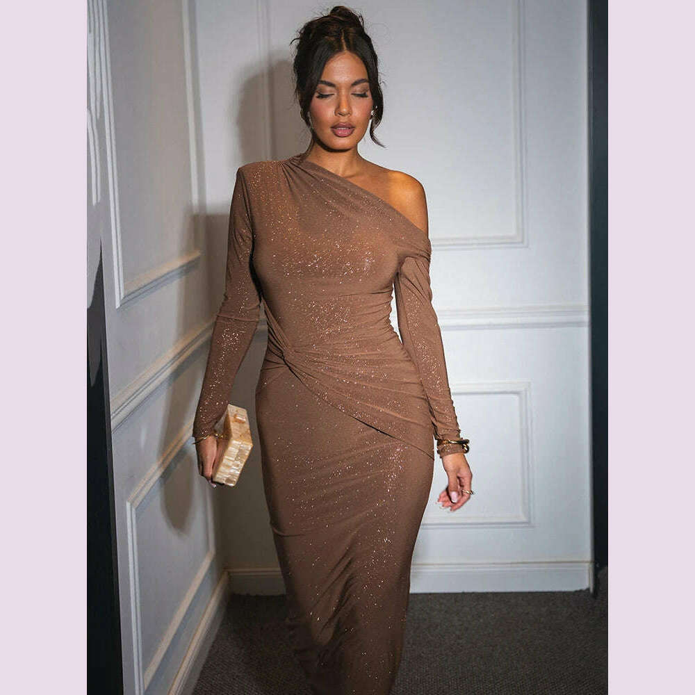 Sparkle Long Sleeve Sexy Maxi Dress