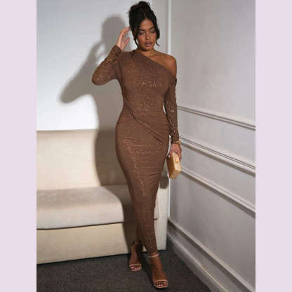Sparkle Long Sleeve Sexy Maxi Dress