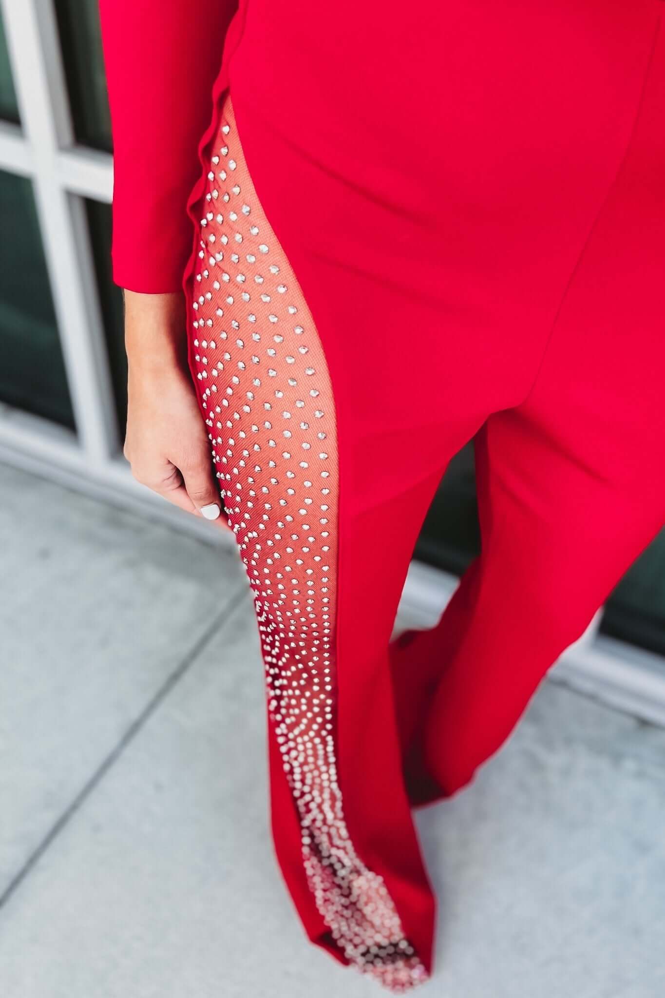 One Shoulder Mesh Rhinestone Jumpsuit (Buy 2 Free Shipping)