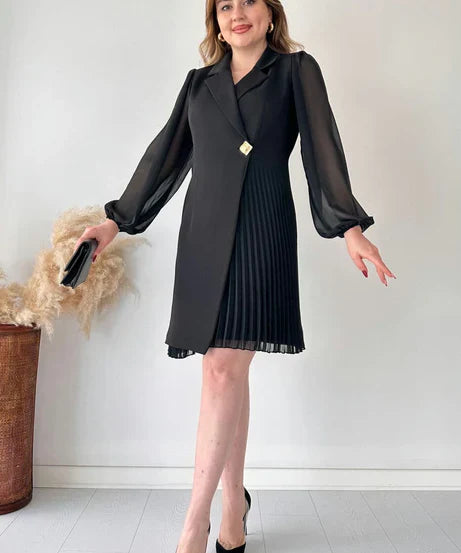 Elegant Pleated Blazer Dress (Buy 2 Free Shipping)