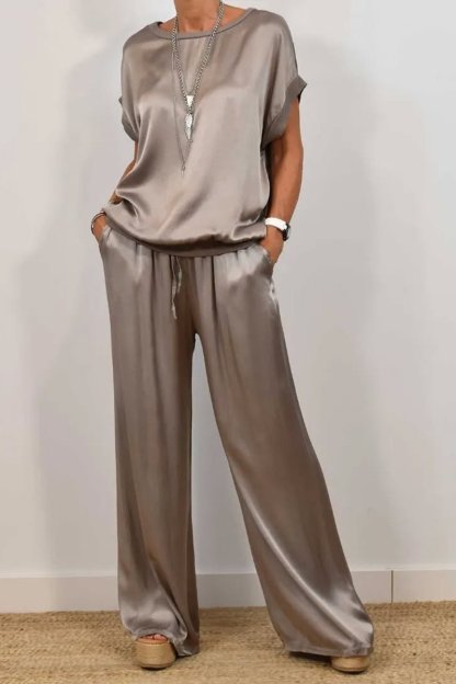 Casual Solid Color Satin Two-Piece Suit (Buy 2 Free Shipping)