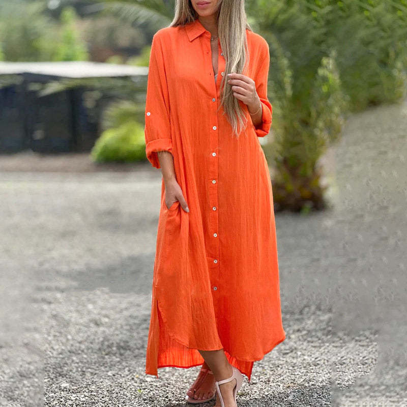 Breathable Cotton Linen Loose Polo Dress (Buy 2 Free Shipping)