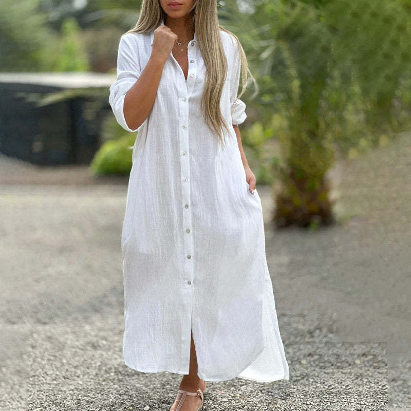 Breathable Cotton Linen Loose Polo Dress (Buy 2 Free Shipping)