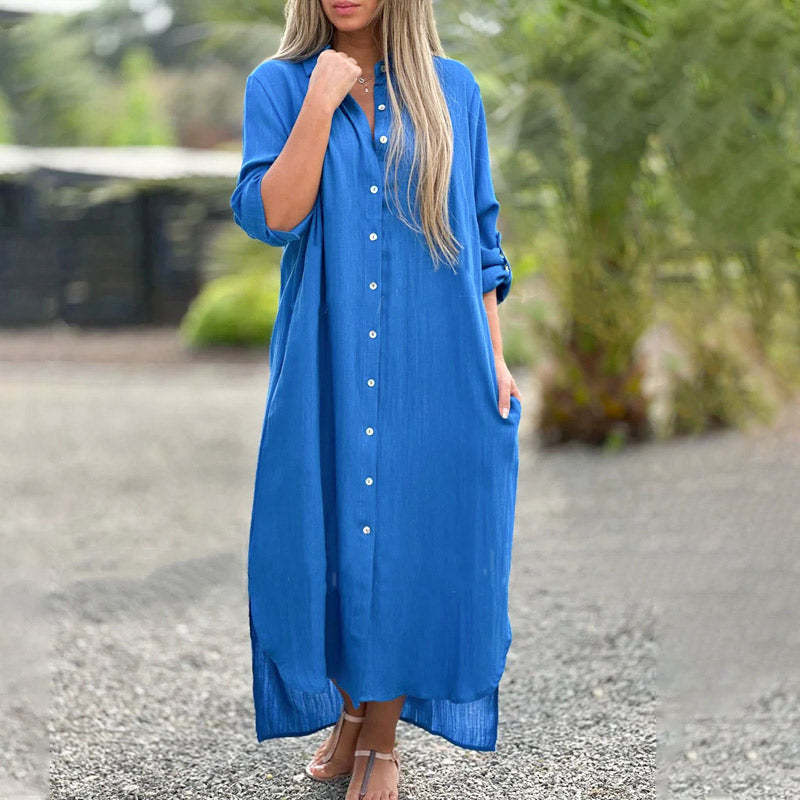 Breathable Cotton Linen Loose Polo Dress (Buy 2 Free Shipping)