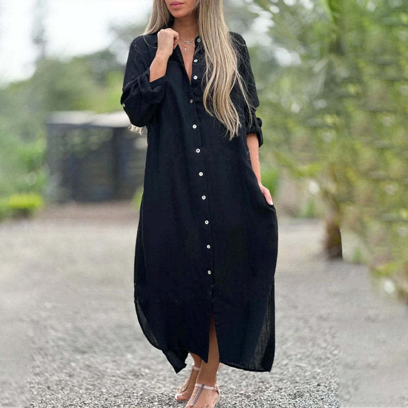 Breathable Cotton Linen Loose Polo Dress (Buy 2 Free Shipping)