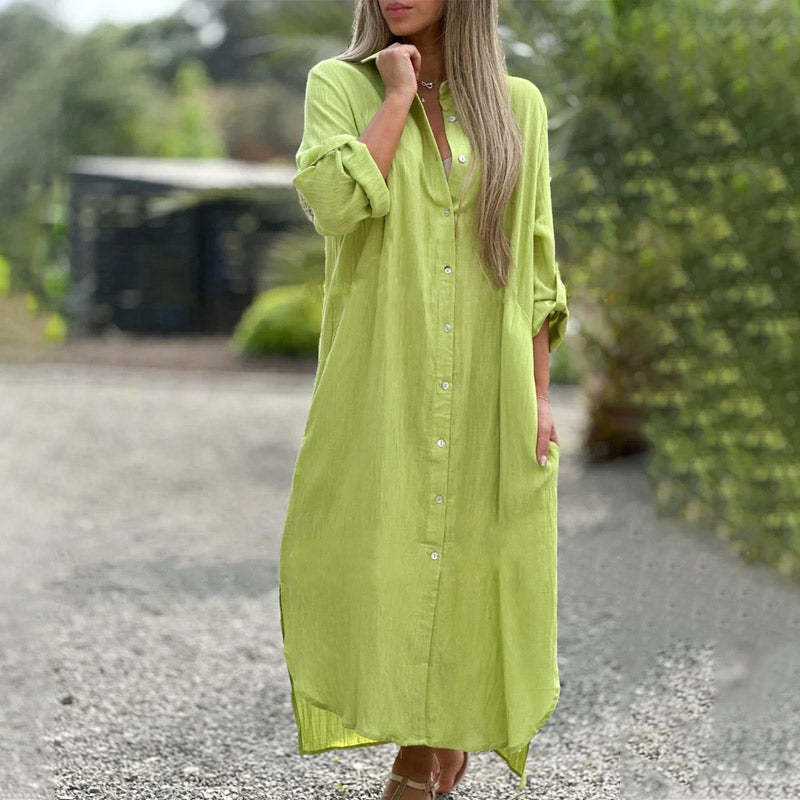 Breathable Cotton Linen Loose Polo Dress (Buy 2 Free Shipping)
