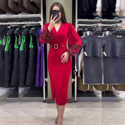 Elegant V-neck Slit Dress (Buy 2 Free Shipping)