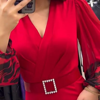 Elegant V-neck Slit Dress (Buy 2 Free Shipping)