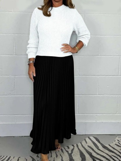Long Sleeve Jumper & Pleated Bottom Dress (Buy 2 Free Shipping)