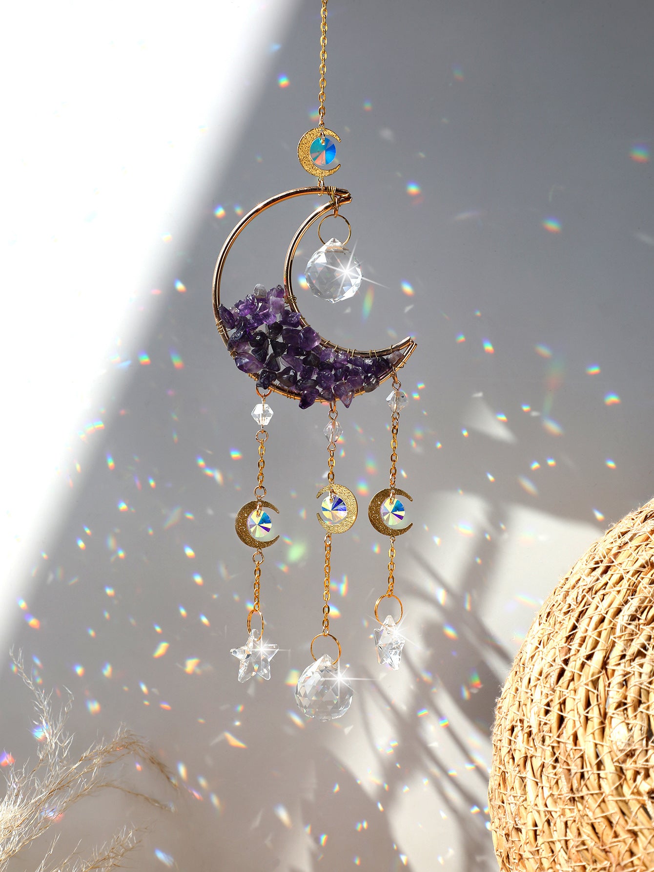Moon Catcher Crystal Wind Chime Home Decor