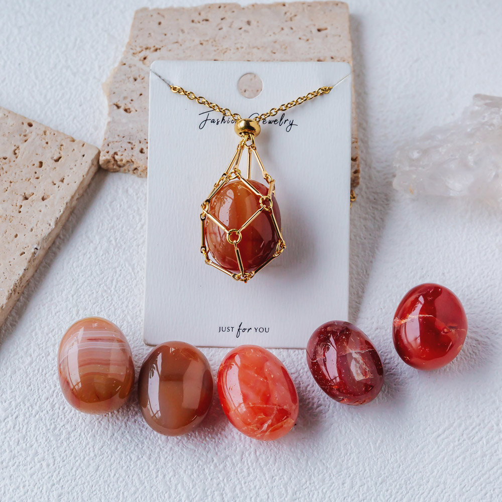 Gold Natural Crystal Net Metal Bamboo Necklace【Point/Tumbled】