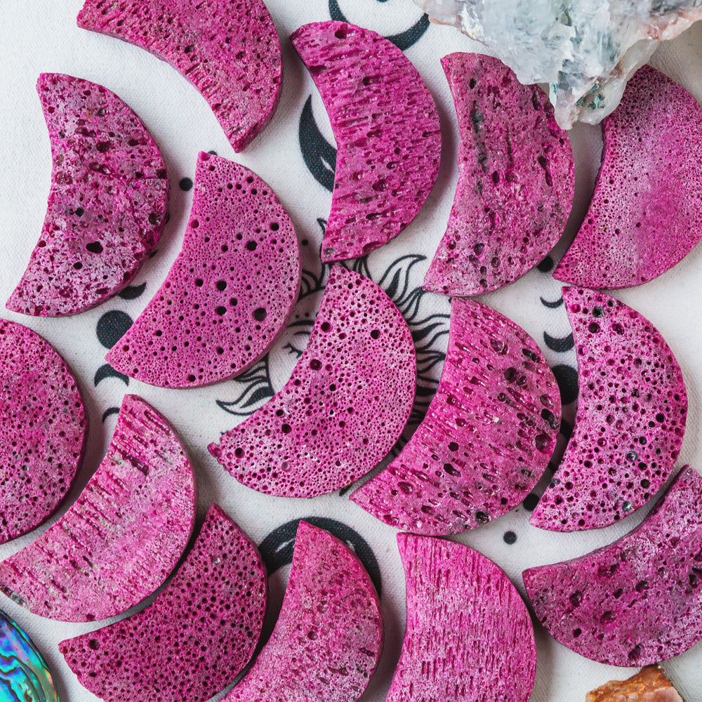 Natural Crystal Ruby Moon Carving