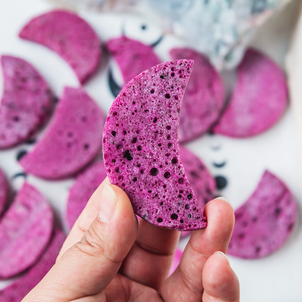 Natural Crystal Ruby Moon Carving