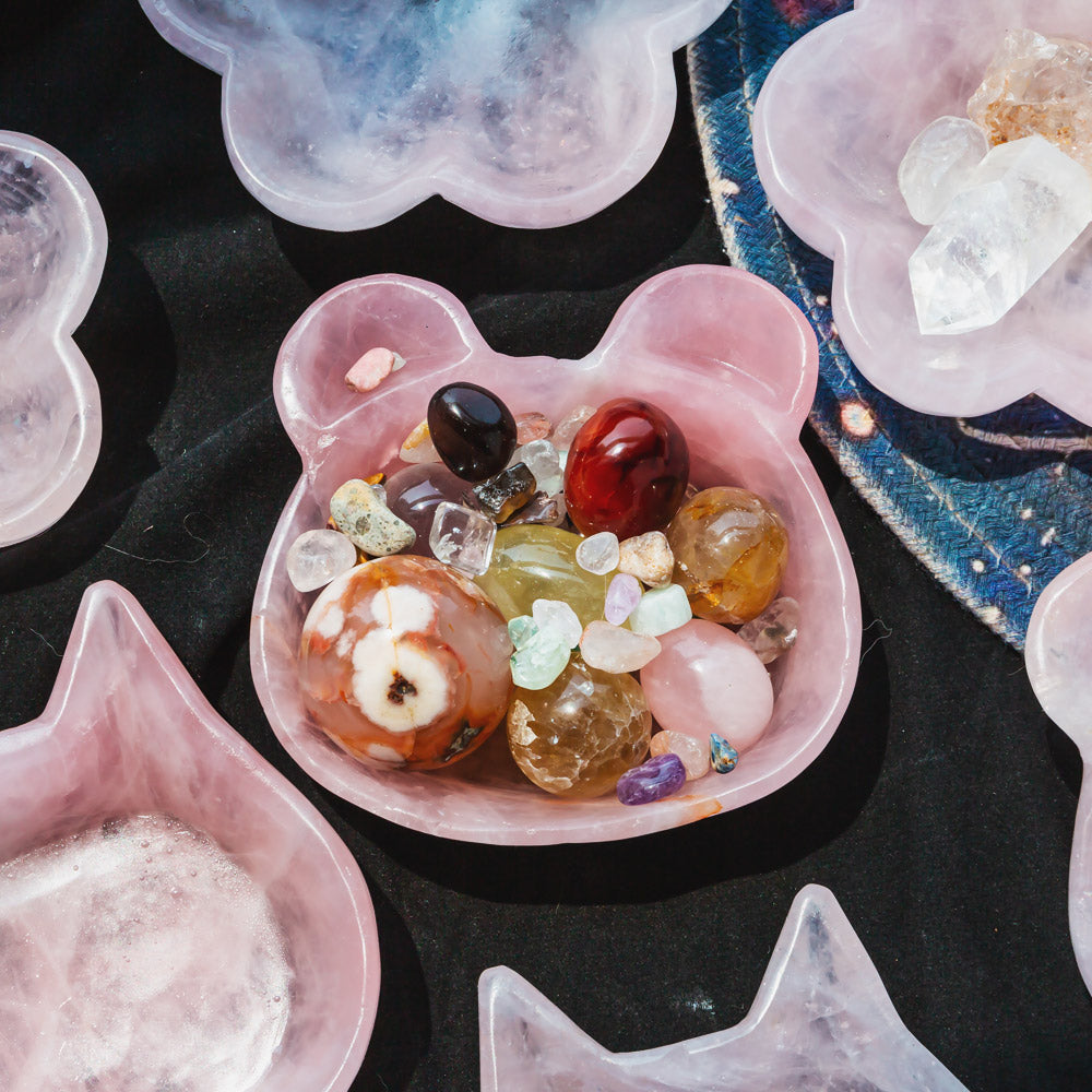 Rose Quartz Bowl — 【Cat & Flower & Bear】