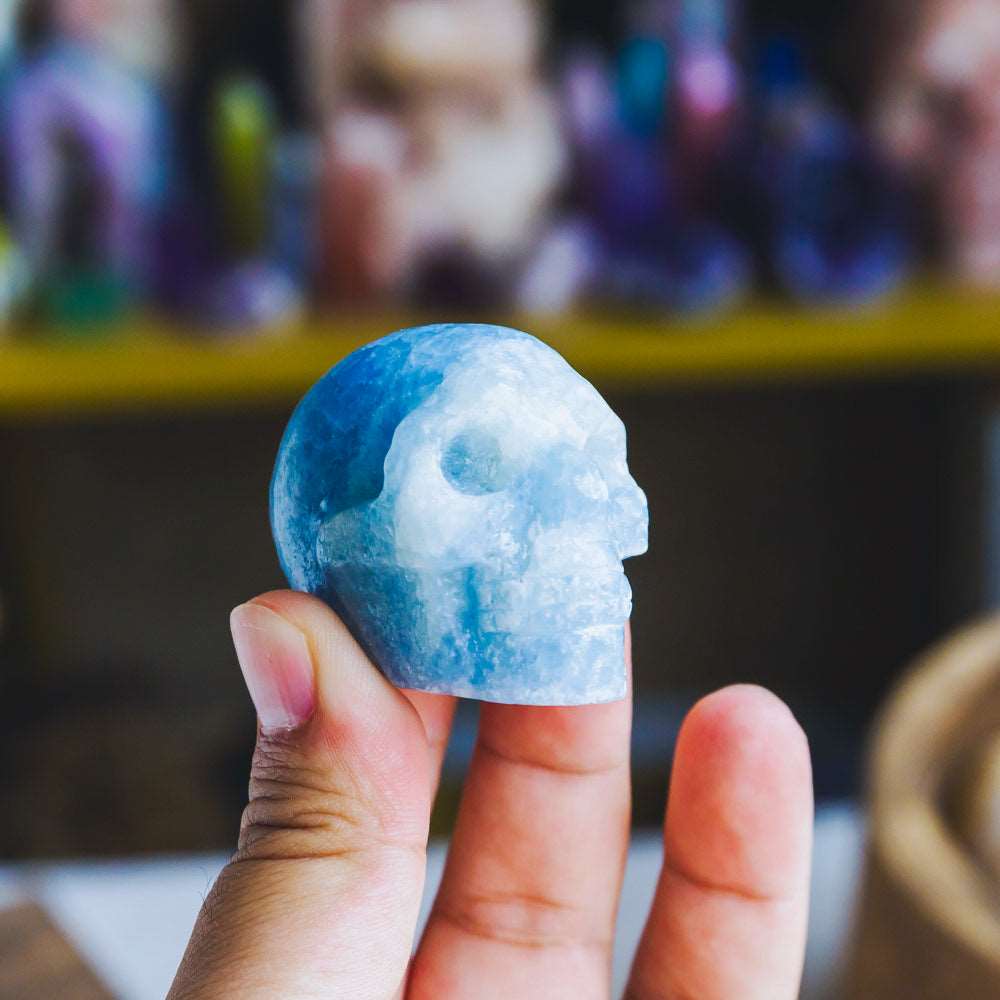 Reikistal 2'' Blue Calcite Skull