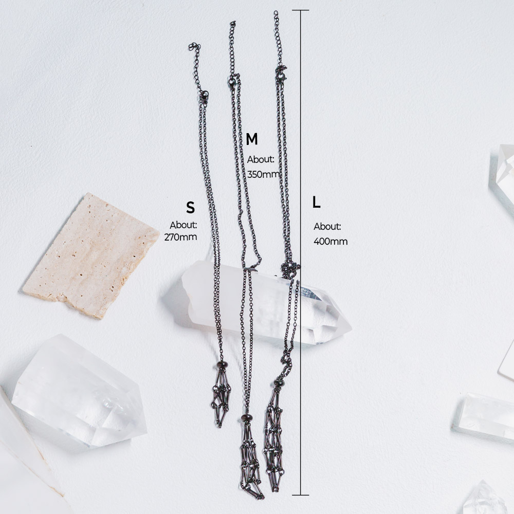 Reikistal Black Net Metal Bamboo Necklace Woven Pendant