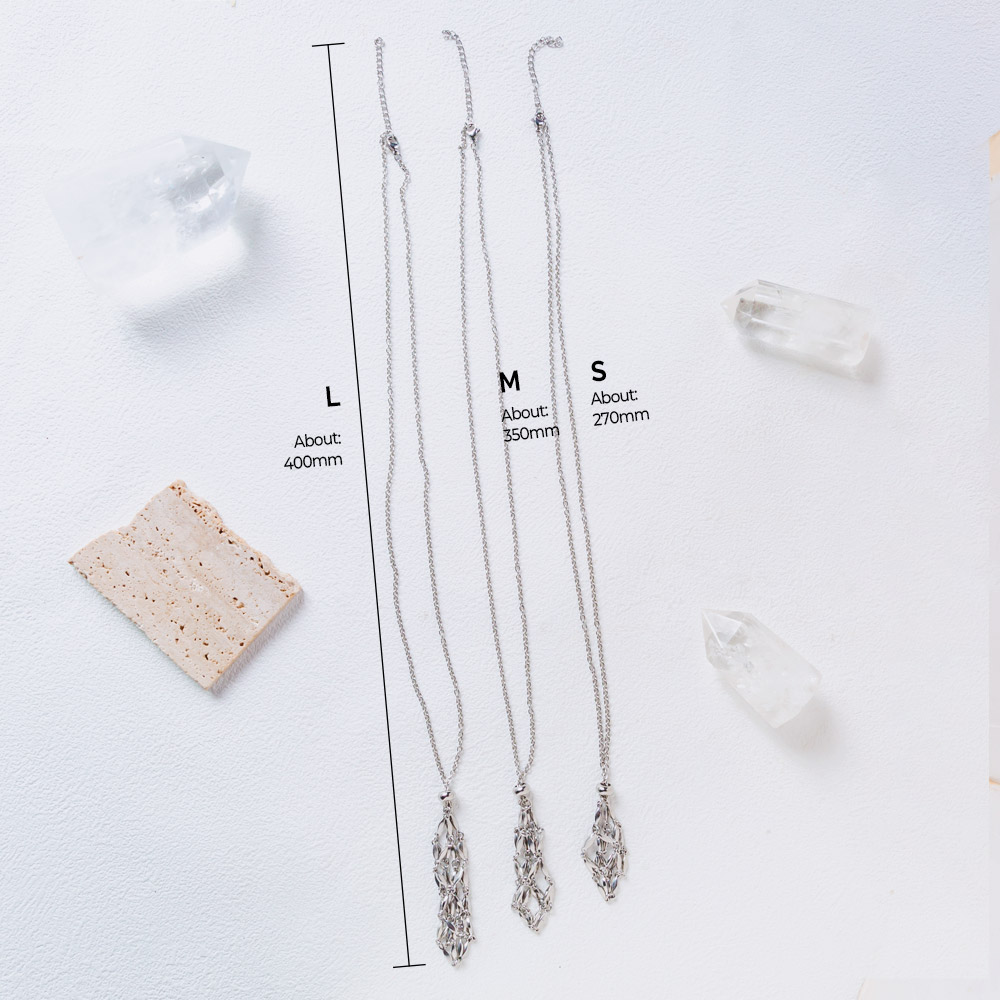 Reikistal Rice Bead Bamboo Knot Metal Net Necklace