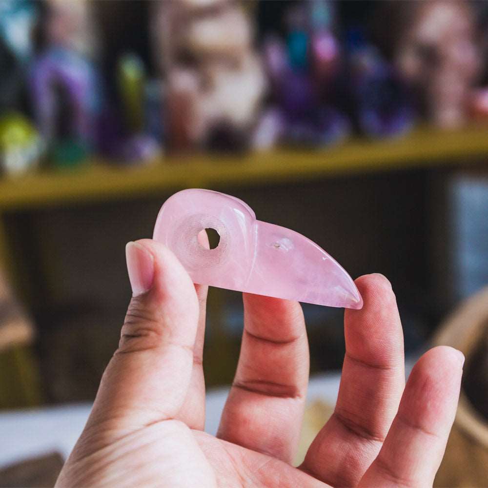 Reikistal 2'' Rose Quartz Raven Skull
