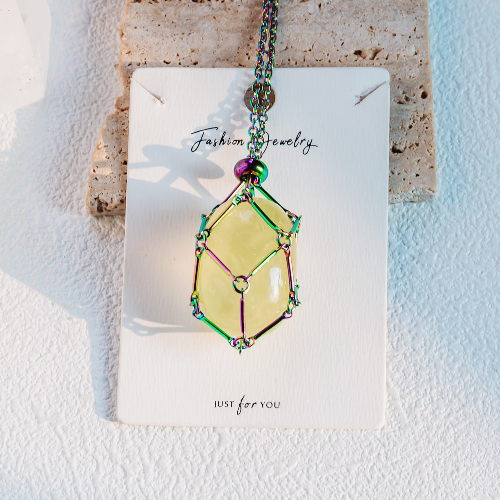 Reikistal Aura Net Metal Bamboo Necklace Woven Pendant