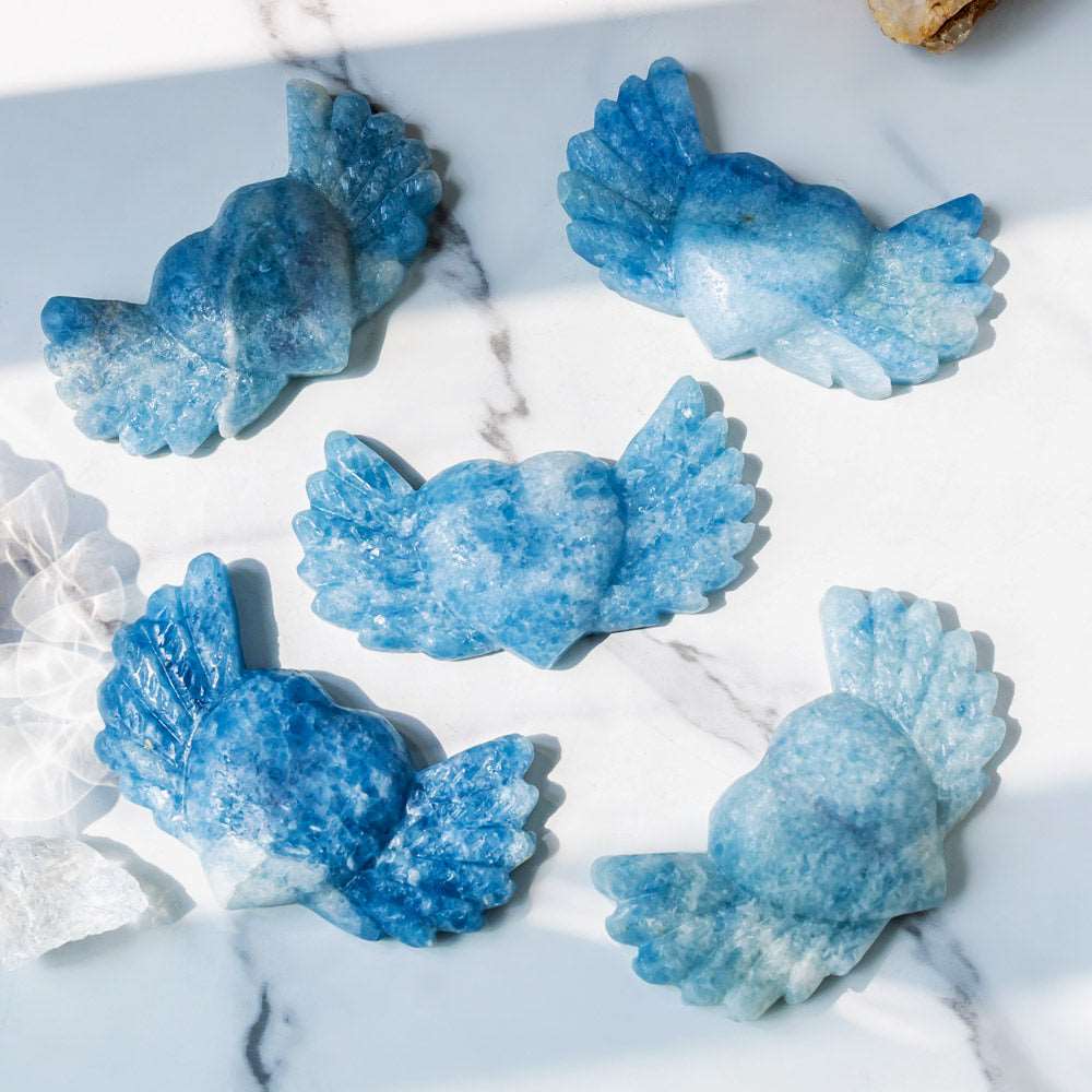 Reikistal Blue Calcite Heart Wings