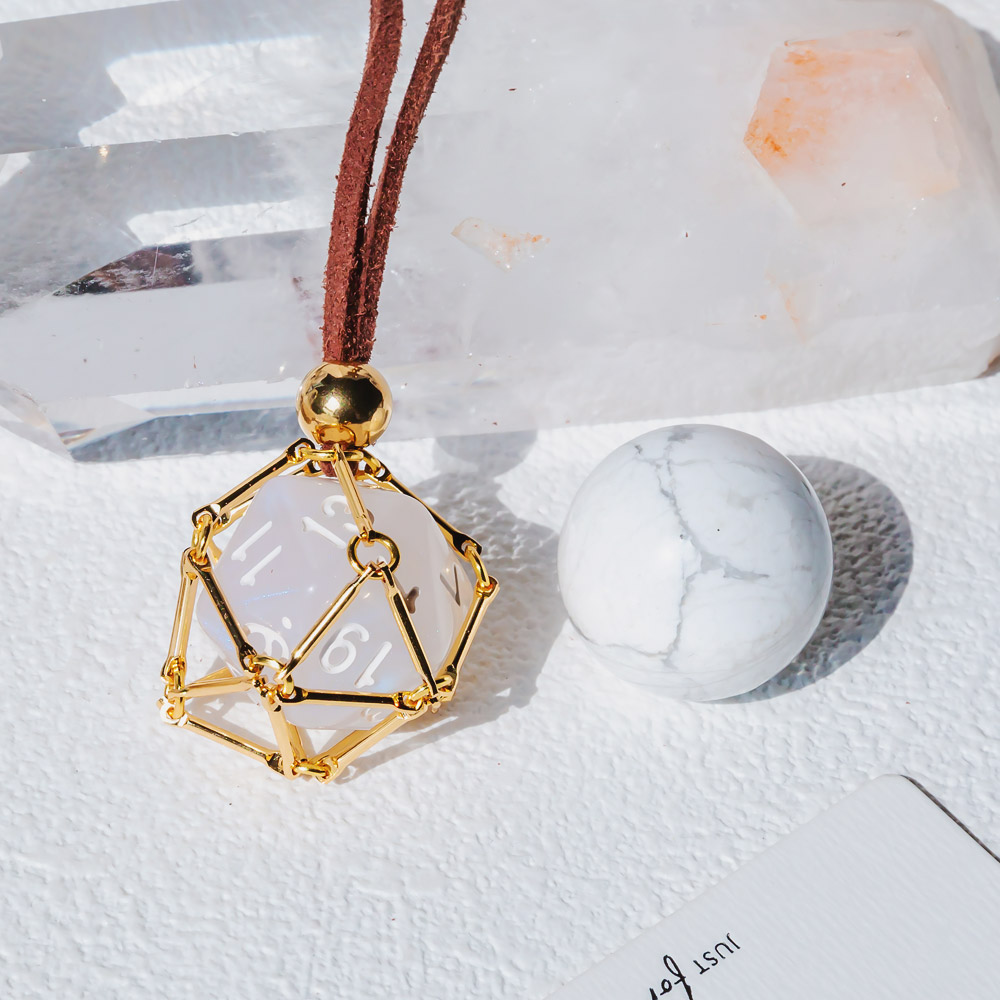 【Leather Rope】Metal Bamboo Necklace Woven Pendant 【Ball】