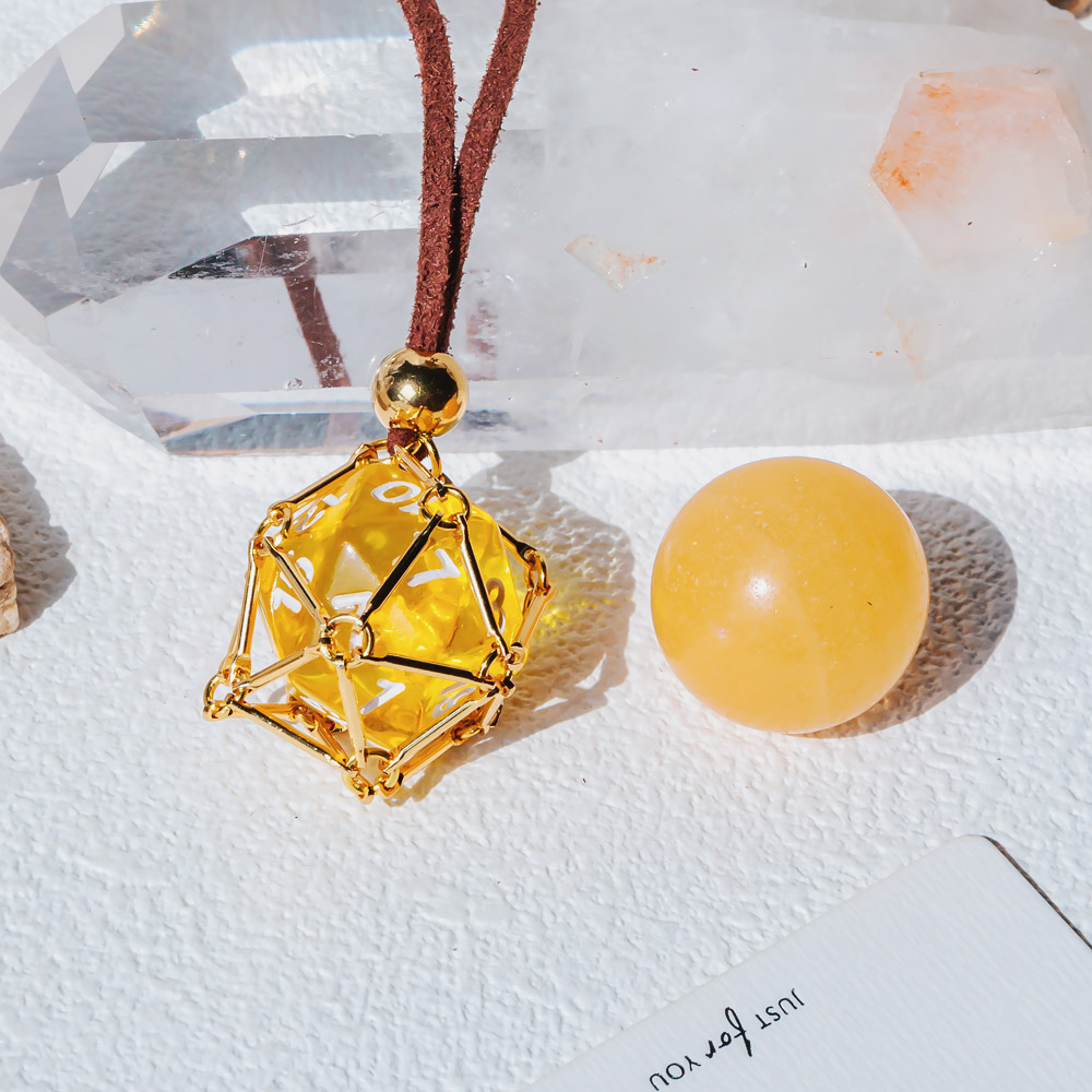 【Leather Rope】Metal Bamboo Necklace Woven Pendant 【Ball】