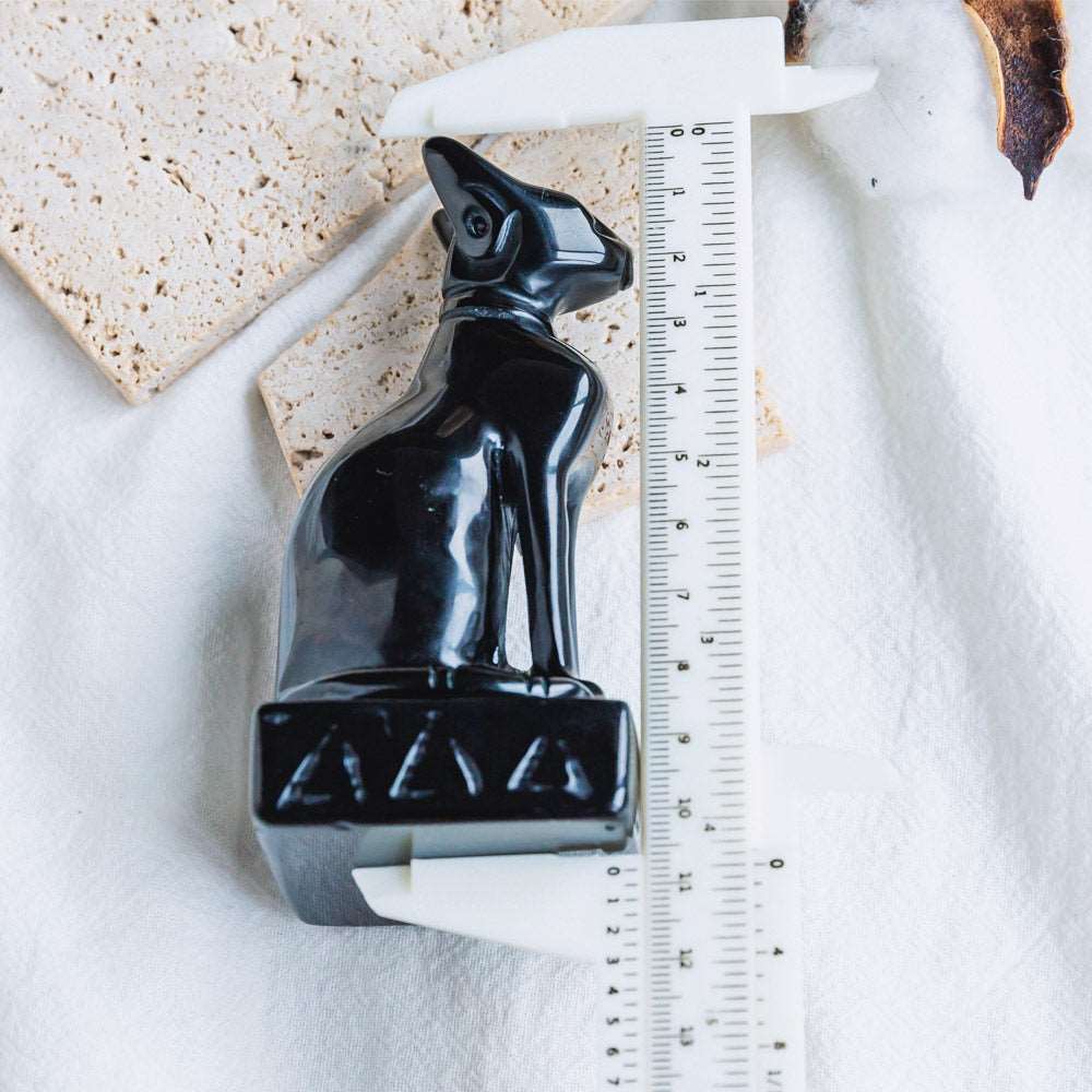 Reikistal 4'' Black Obsidian Egypt Cat