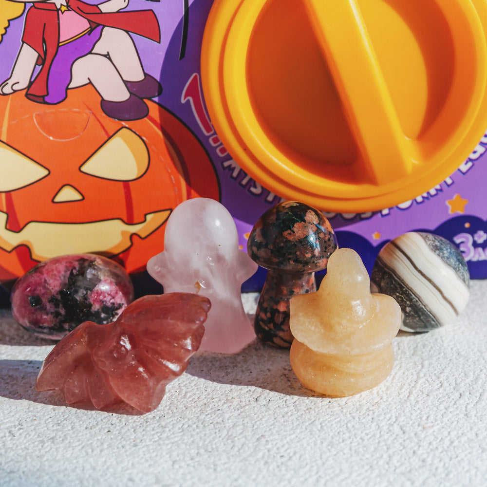 Natural Halloween-Themed Crystal Carvings | Surprise Gacha Machine