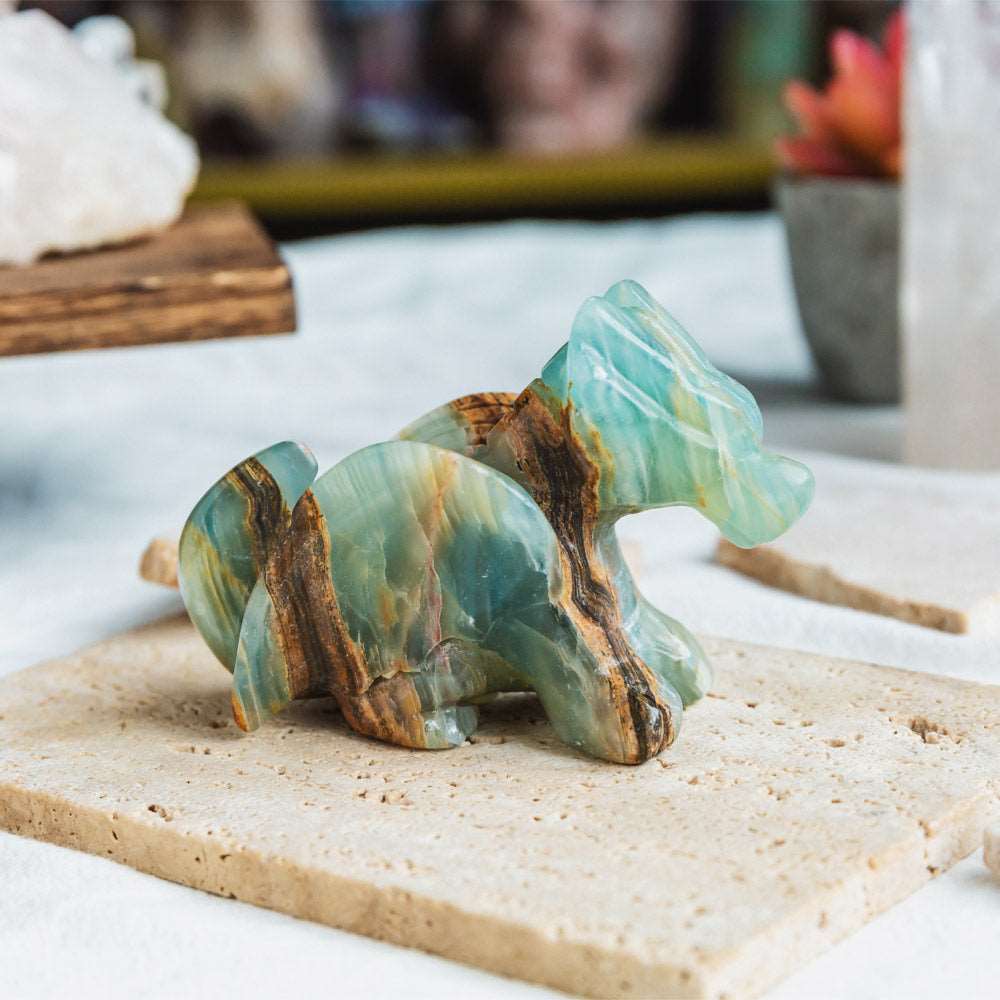 Reikistal 4'' Blue Onyx Flying Dragon