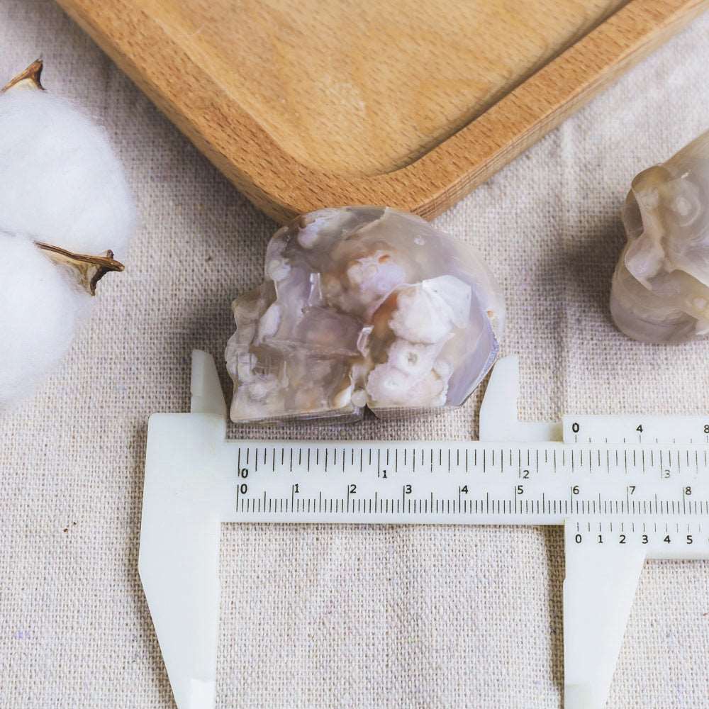 Reikistal 2'' Flower Agate Skull